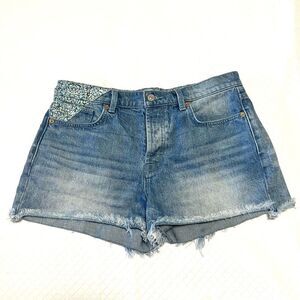 7 For All Mankind Monroe Cutoff Jean Shorts Mini Floral Patches Size 30